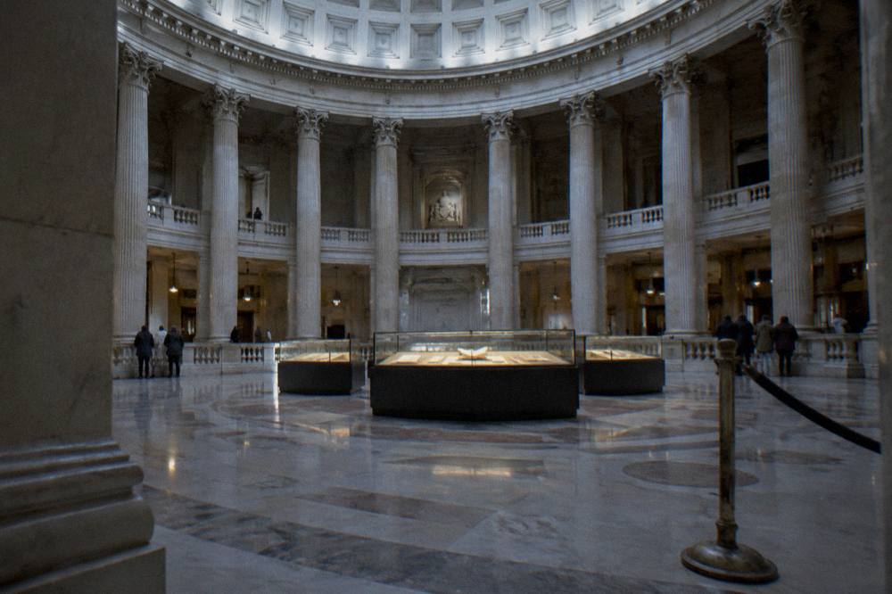 The Rotunda gallery with the Charters of Freedom documents in their display cases