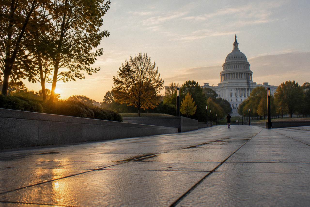 United States Capitol dome seen from the walkway near the Capitol Visitor Center