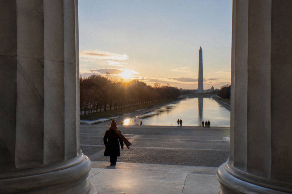 Lincoln Memorial columns reflected in the long pool